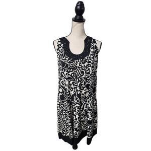 Apt 9 Womens Dress Fleur De Lis Midi Dress Sz M Beaded Minor Flaw Office